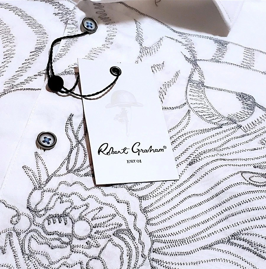 $378 Robert Graham Maelstorm Button Down Embroidery Tiger Dragon Paisley Shirt L