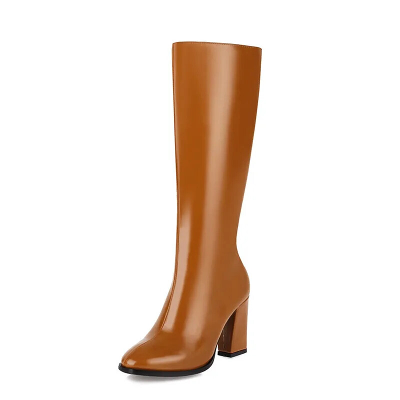 New For Girl Women’s Elegant Knee High Boots High Boots Zipper Heeled Long Shoes