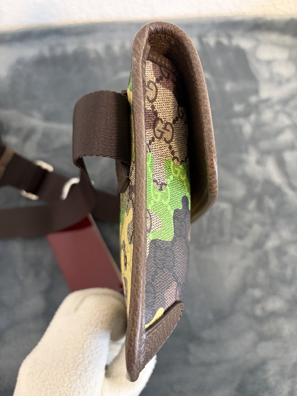 Brand New Gucci GG Supreme Monogram Camouflage Belt Bag Green/Yellow