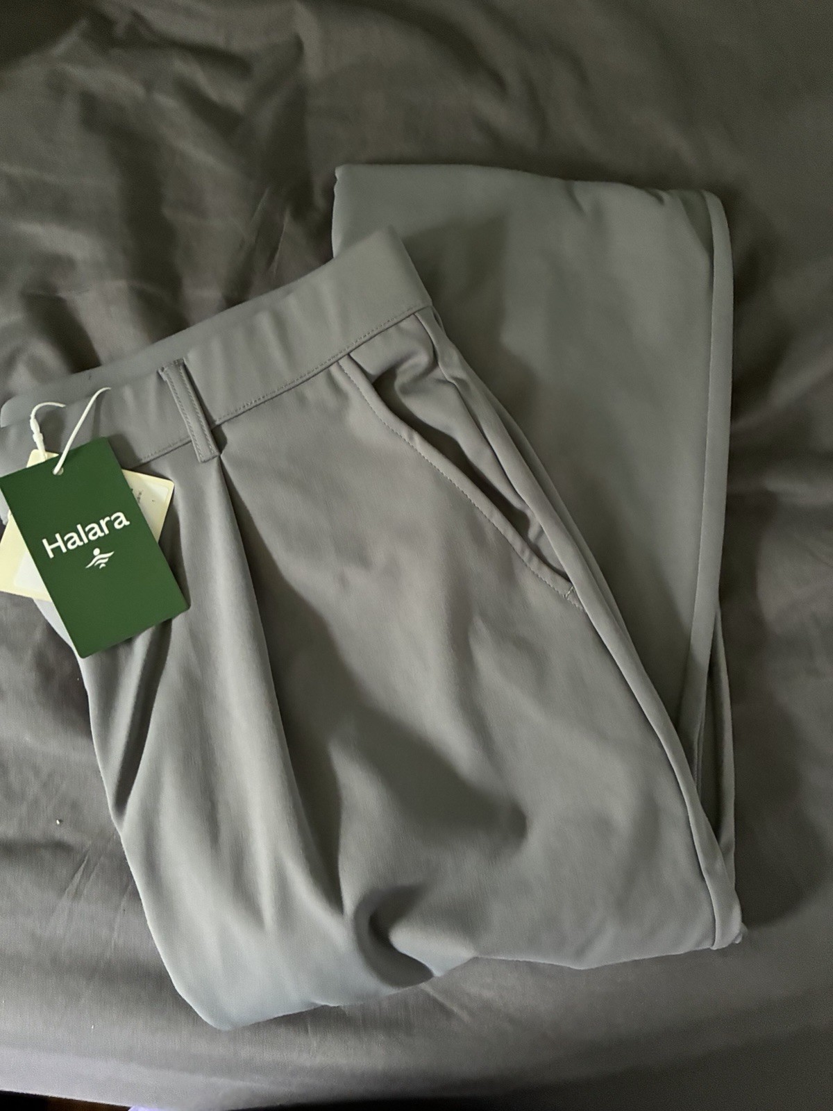 Halara Women’s Gray Pleated Front Dress Pants, Zipper, Polyester/Elastane XL