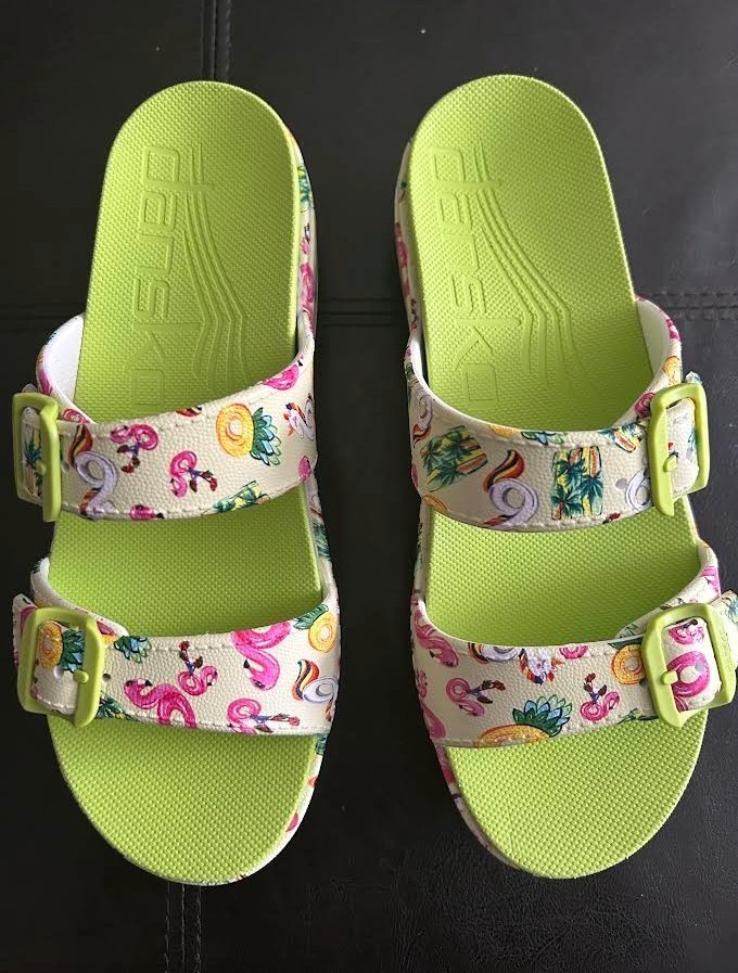Dansko Kandi Wedge Sandals Womens Size 42 US 11,Green Molded EVA Comfort 2-Strap
