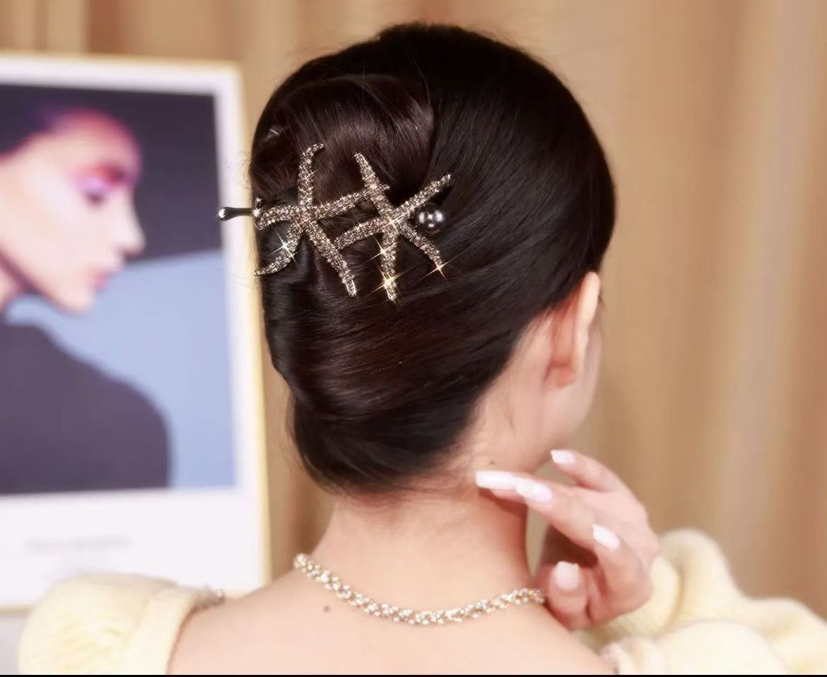 Hair accessories copper alloy zircon hair accessories starfish simple gift