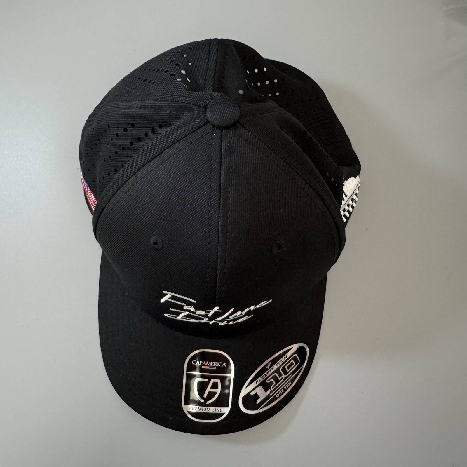 CA 110 FlexFit Tech Hat FAST LANE DRIVE Washington DC Black/White Capamerica NEW