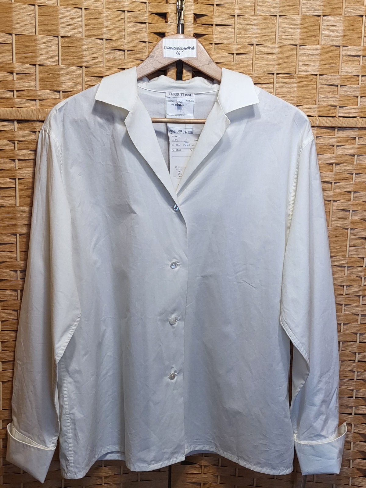 Cerruti Men’s 100% Baumwolle White Long Sleeve Button Up Shirt Ivory Size 44 NWT