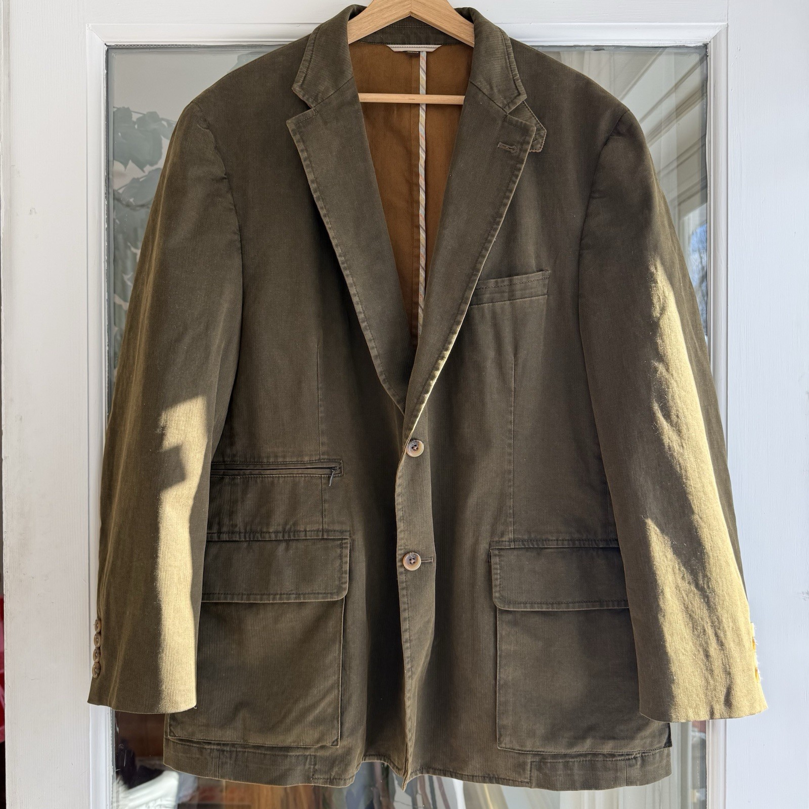 Kroon Men’s Brown Cotton Sport Coat, No Size Tag See Measurements Fits Like XXL