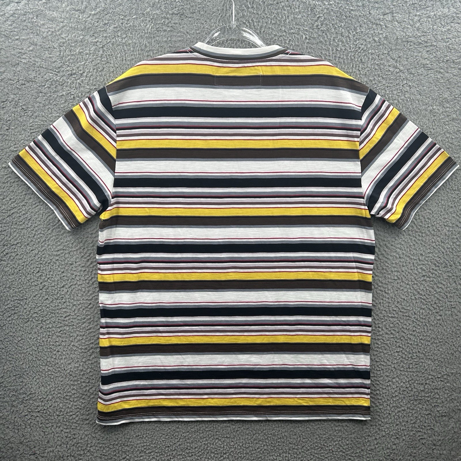 Guess Shirt Men Large Black Brown Yellow Red White Striped Rap Tee Originals USA
