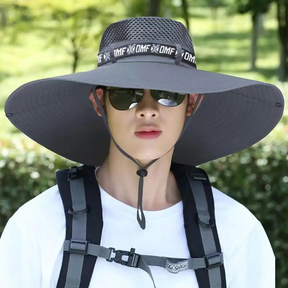 Summer 15CM Large Brim Sun Hat Men Women Breathable Fishing Caps Sun UV