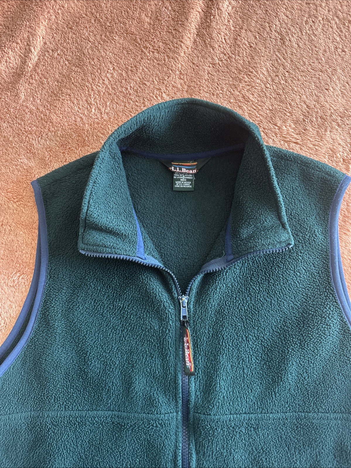 LL Bean Sweater Vest Womens Large Green Polartec Fleece Casual Hiking Outdoor