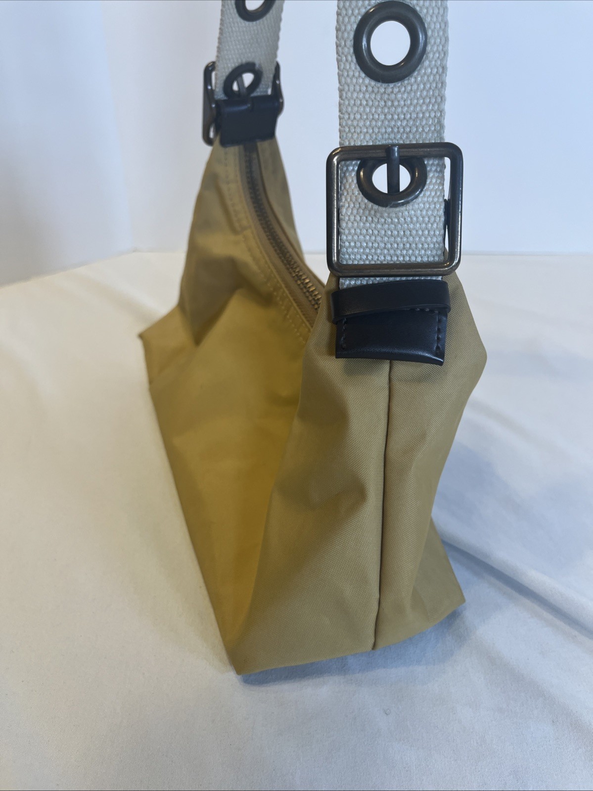 Gap Tan Shoulder Bag Mini Purse Y2K Zip Shut 9.5 x 4.5 Inches Canvas Strap