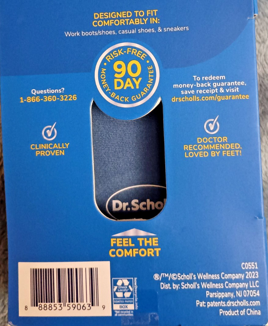 (2) Dr. Scholl’s Extra All Day Comfort Big & Tall Support Insoles Men Size 8-14