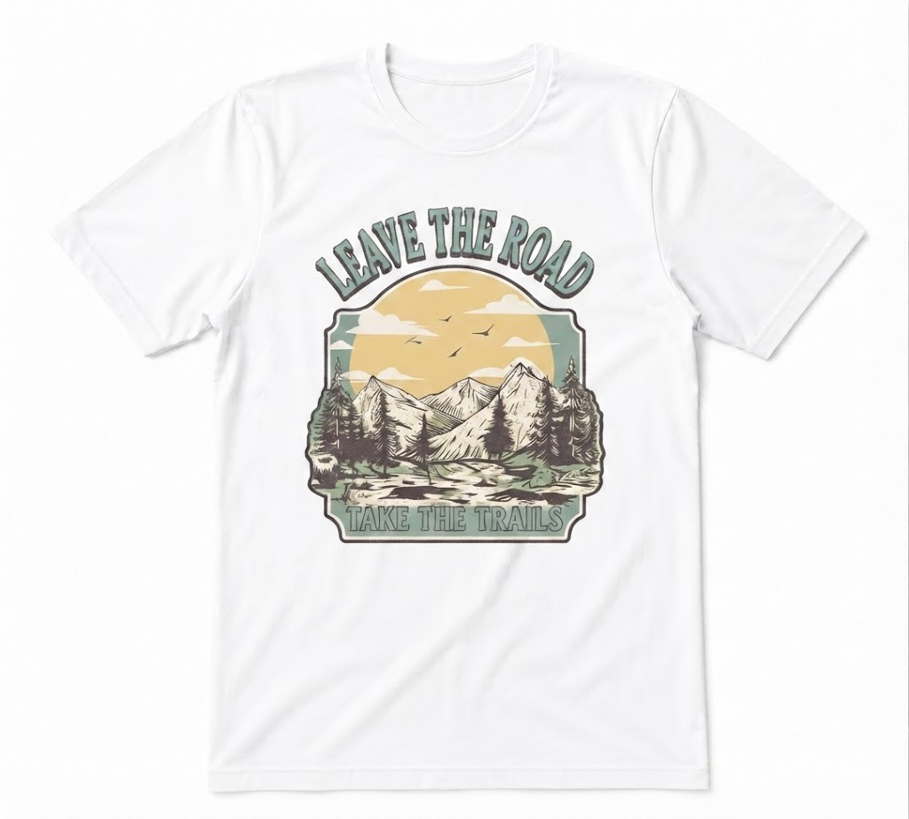 Leave The Road Take Trails Camping Hiking Explore More Wand White T-shirt
