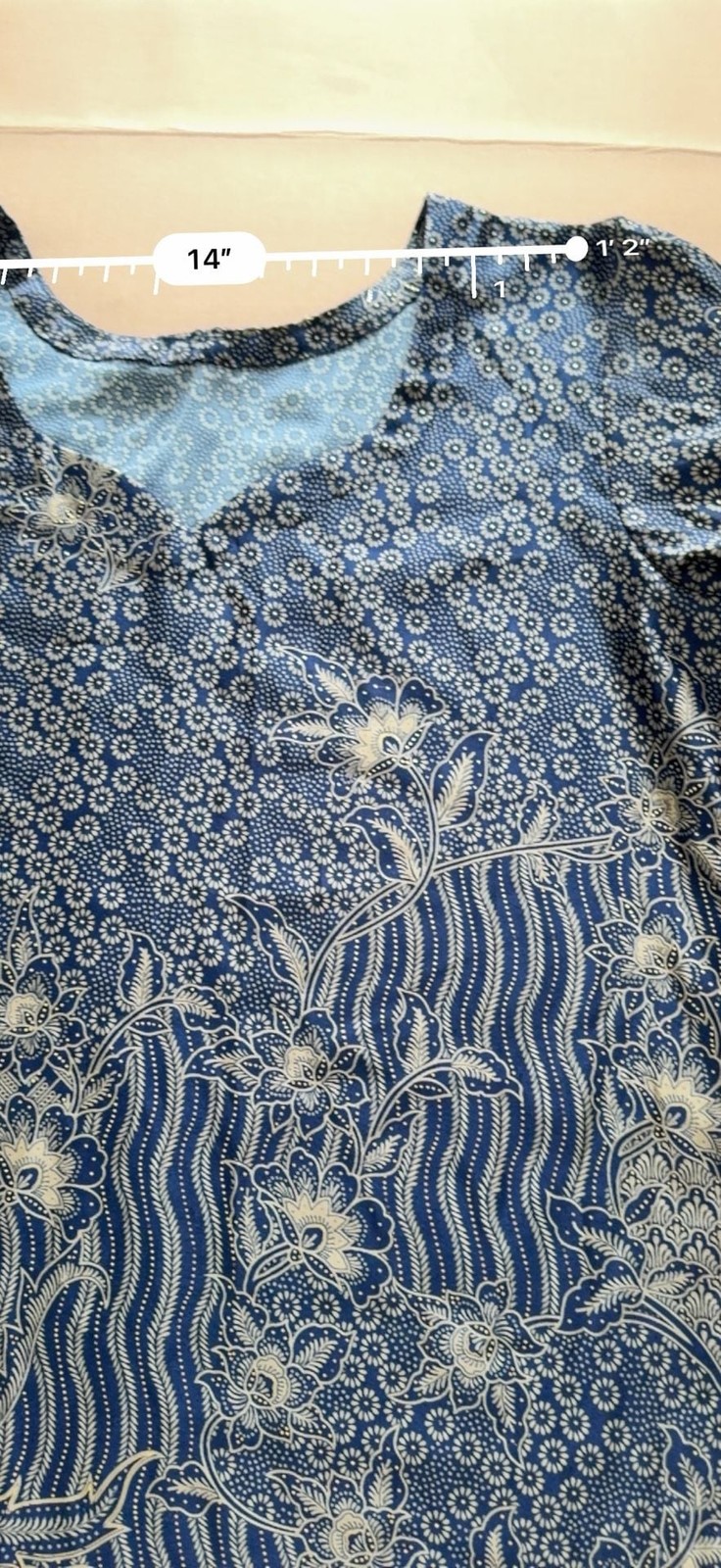 Mido Batik Halus Pure Linen Silk V-Neck Tunic Top