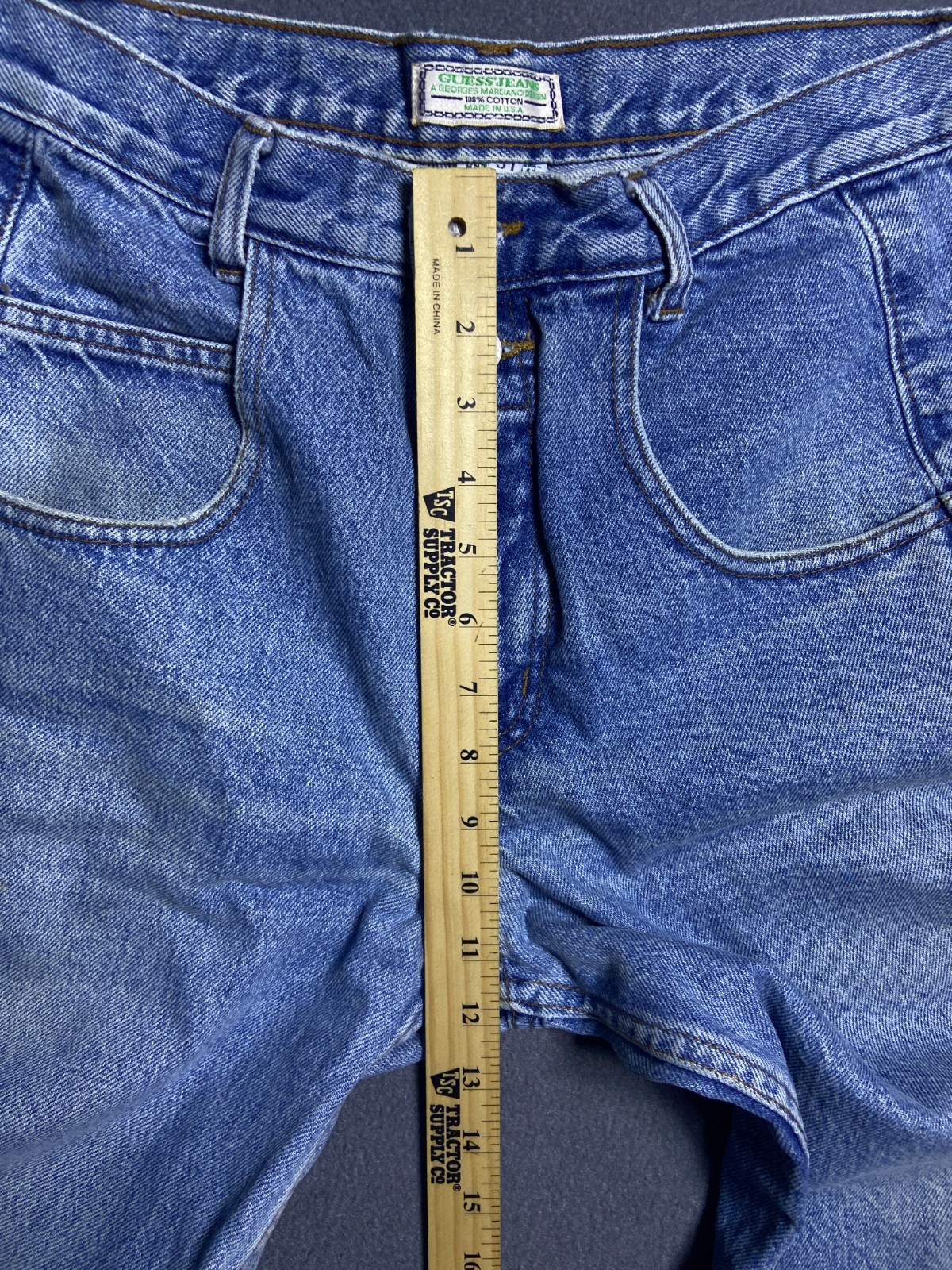 Guess Jeans VTG 90s Med Blue Dual Button Zip Fly High Waist Tapered 31 read (10)