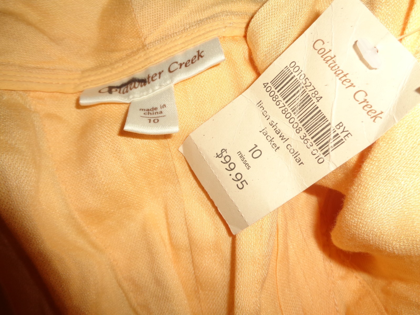 COLDWATER CREEK YELLOW SHAWL COLLAR LINEN “BYE” BLAZER JACKET NWT $99 SZ 10