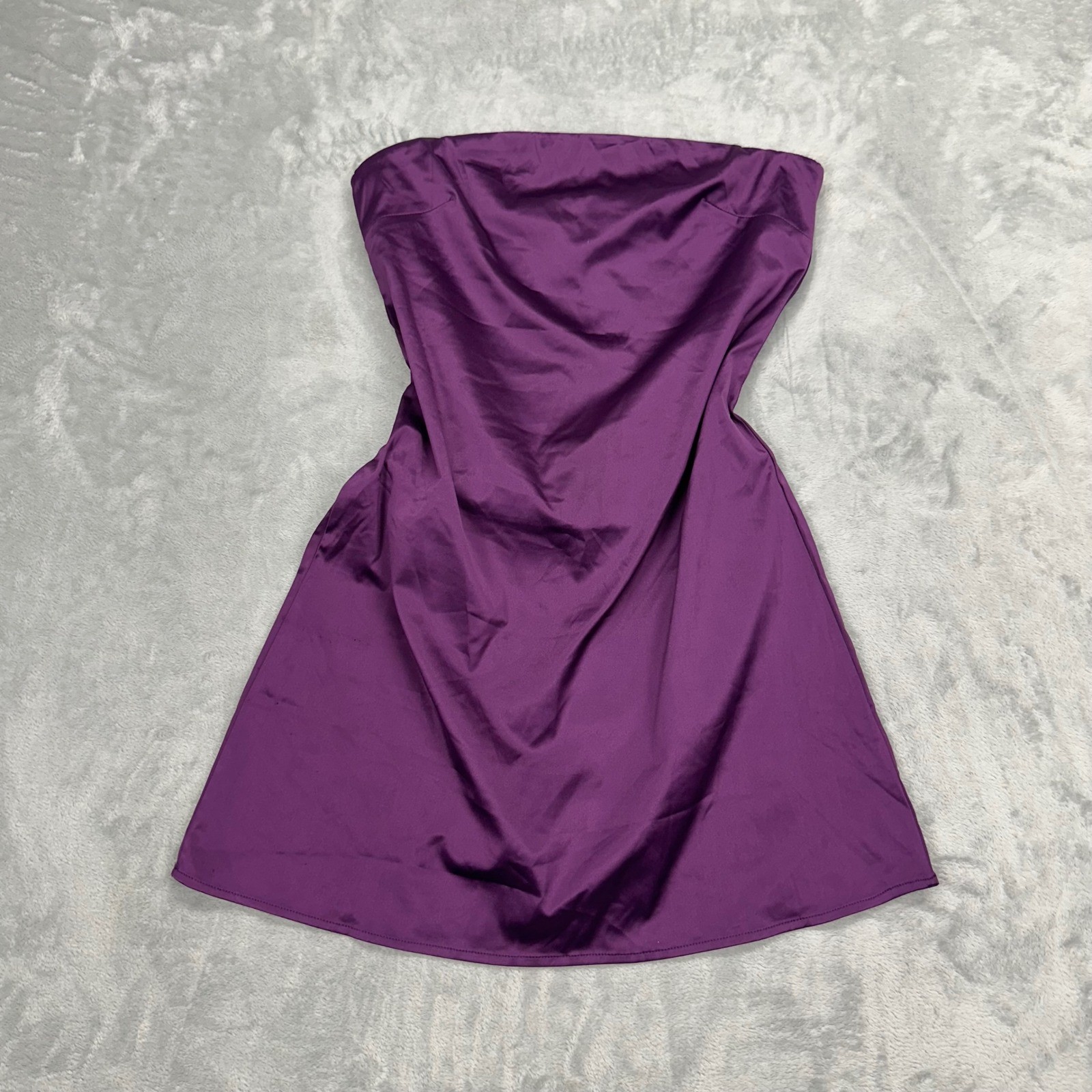 Lyaner Womens Purple Strapless Satin Cowl Back Mini Dress Size Medium