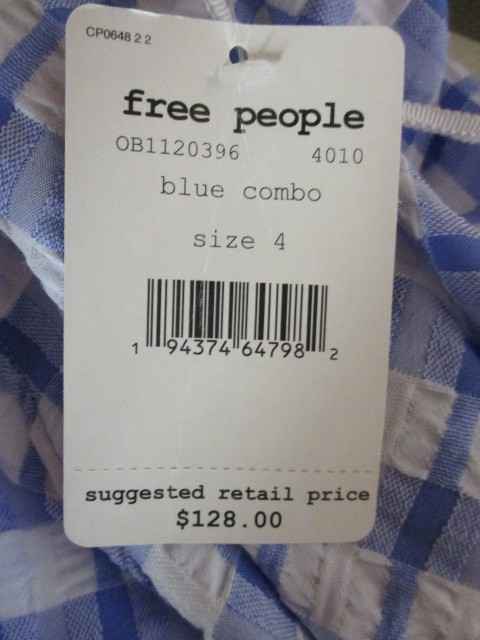 NWT Free People FAB! Do The Twist Mini Halter Dress in Blue Combo Size 4
