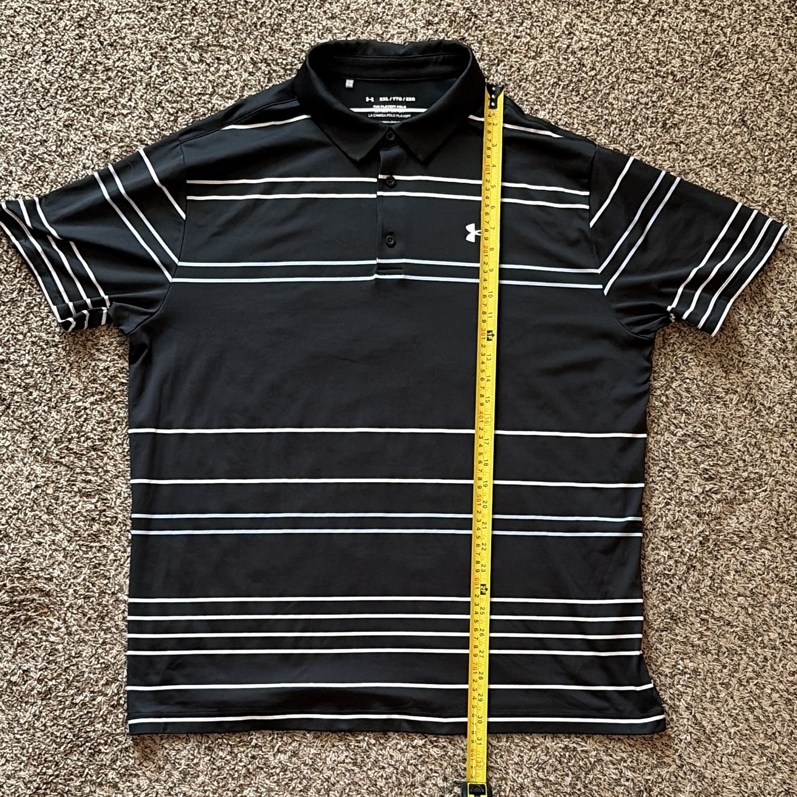 Under Armour Men’s Playoff Polo Shirt XXL Short Sleeve Striped Black/White Logo