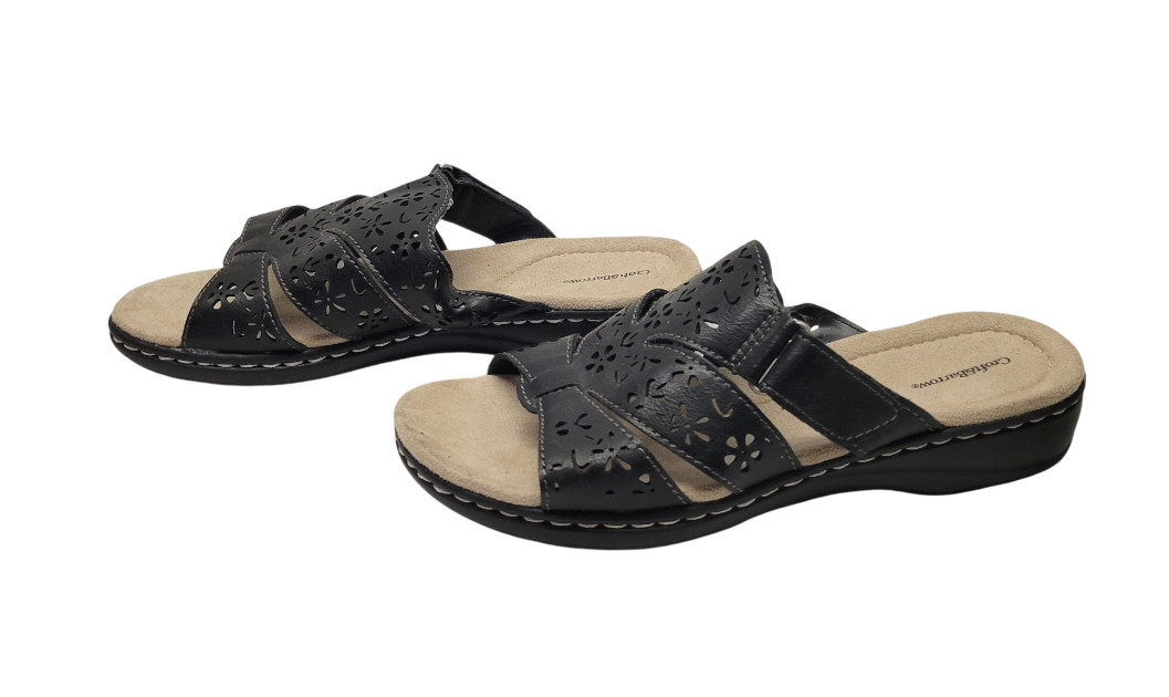 CROFT & BARROW Womans BLACK Slip Slide On Shoes Mules NON SLIP size 8