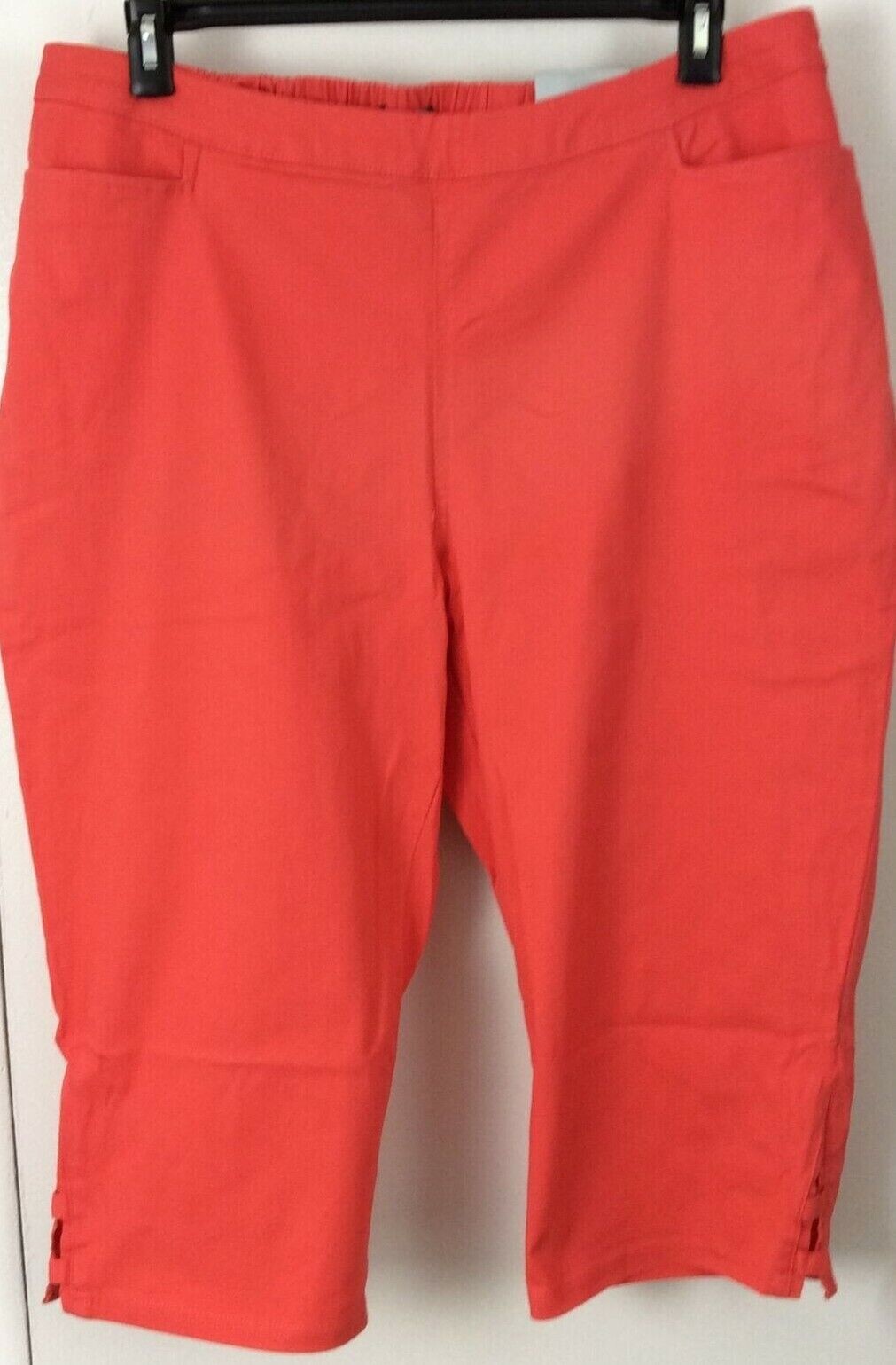 NEW Catherines pull on pants womens 5X capris elastic waist cropped Twill CORAL