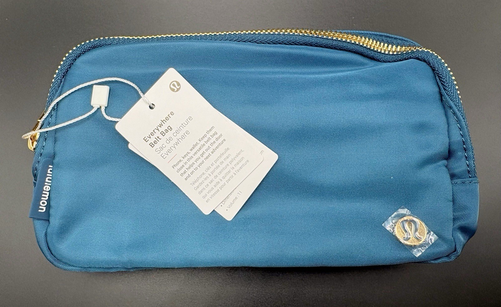 NWT Lululemon Everywhere Belt Bag 1L Teal Gold Hardware Authentic Brand New