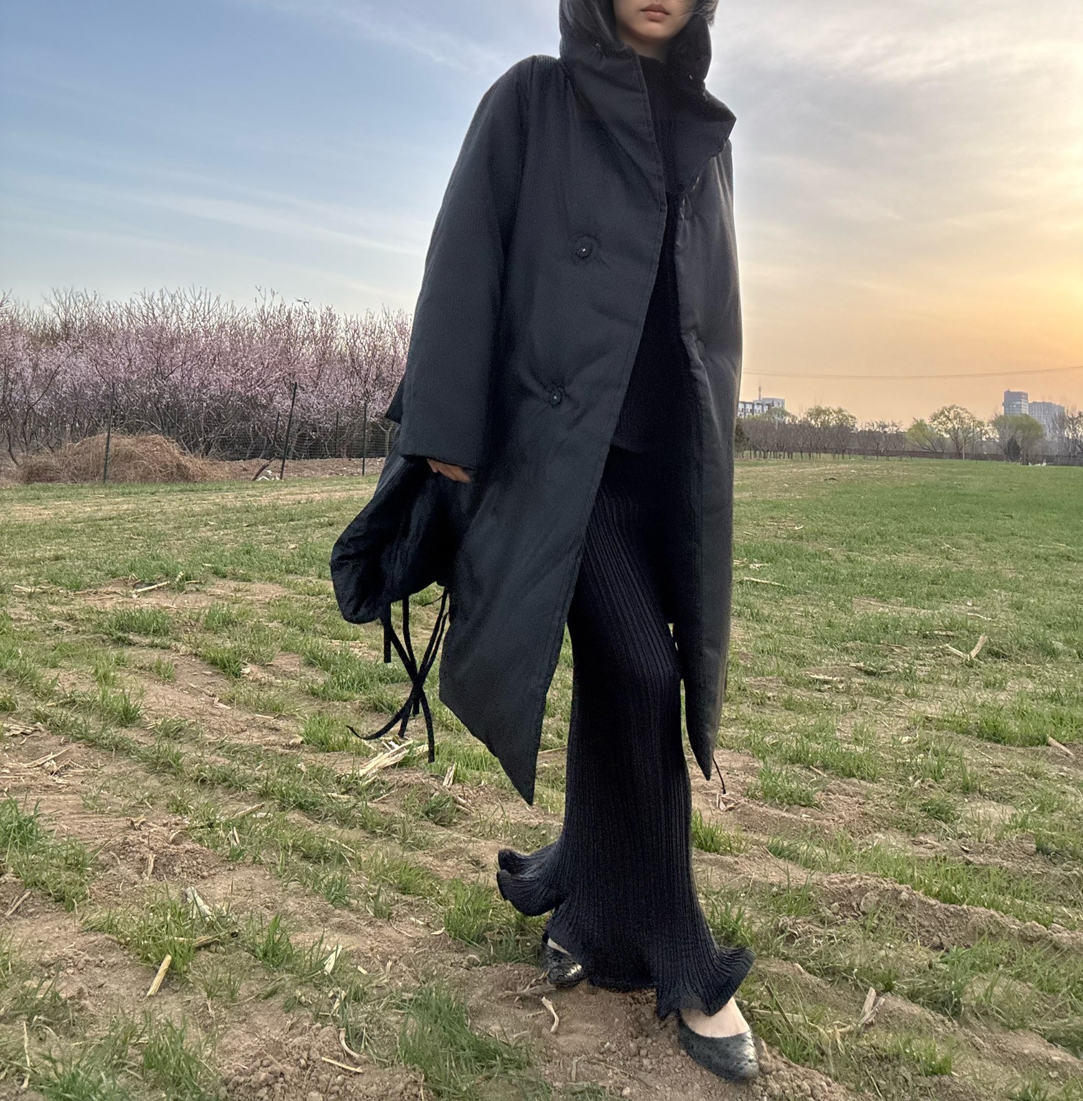 Ann demeulemeester duvet coat black puffy deconstructed Sz 40 L oversize