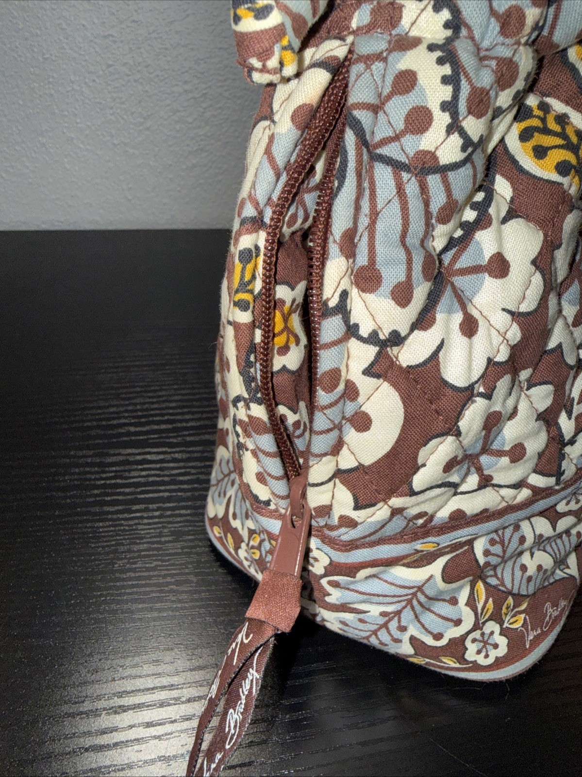 Vera Bradley Slate Blooms Print, Bucket Tote Drawstrings Two Handles