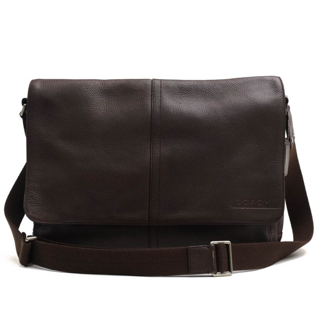 COACH shoulder bag for men leather dark brown F70423 CAMDEN pebbled leather mes