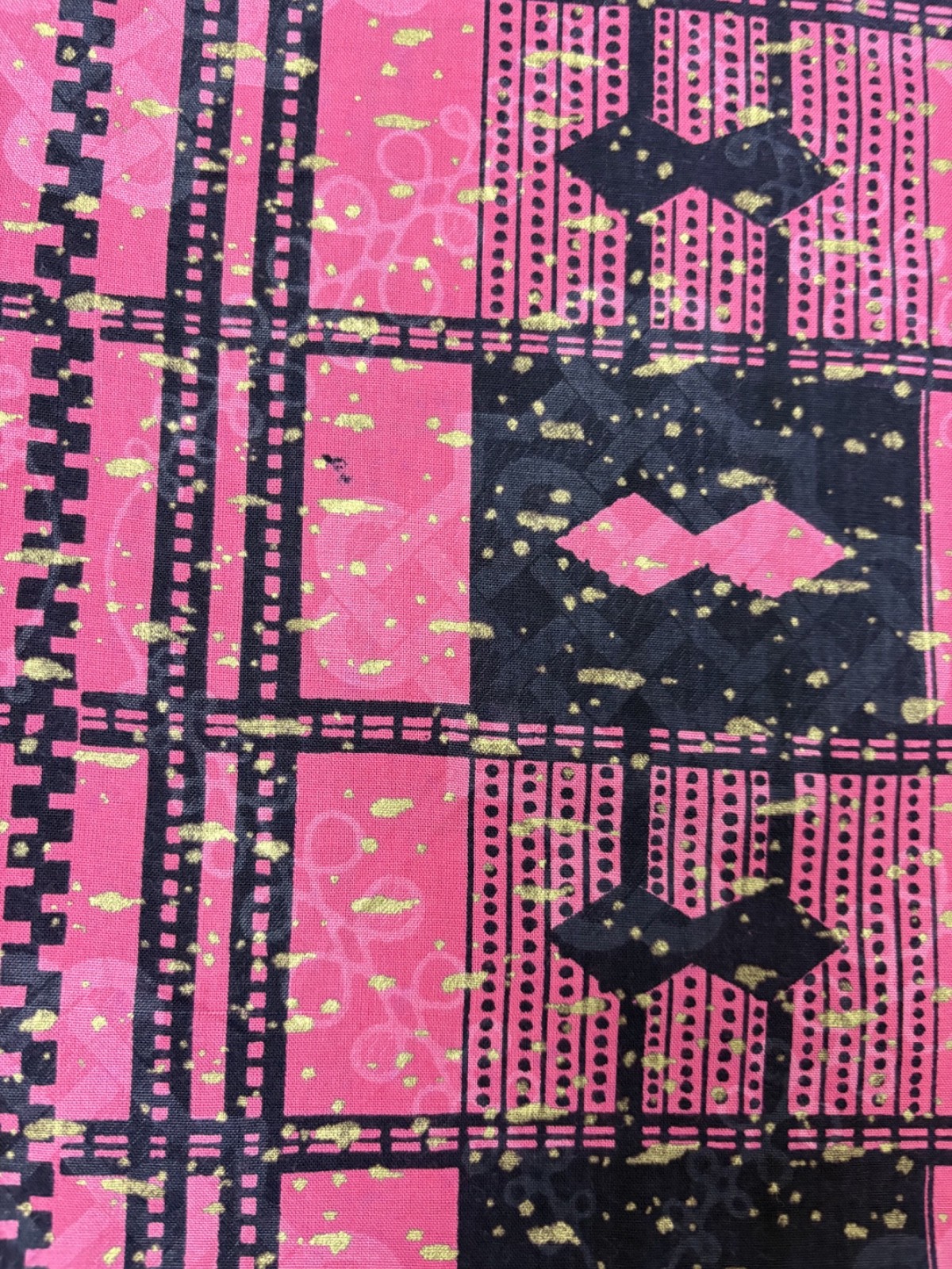 Vintage Miss Egypt Dress Middle Eastern Kaftan Pink Gold Print Ethnic Cotton OS