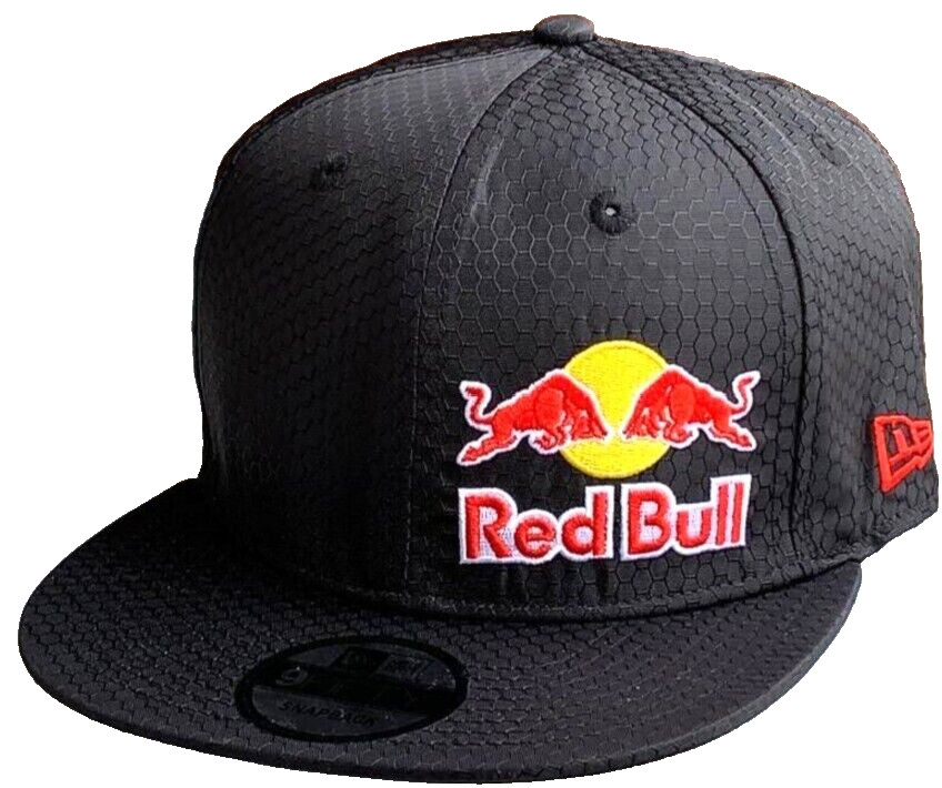 2025 New Black Flat Brim Cap w/Offset Logo. Hexagon Design. MotoGP. Motocross.