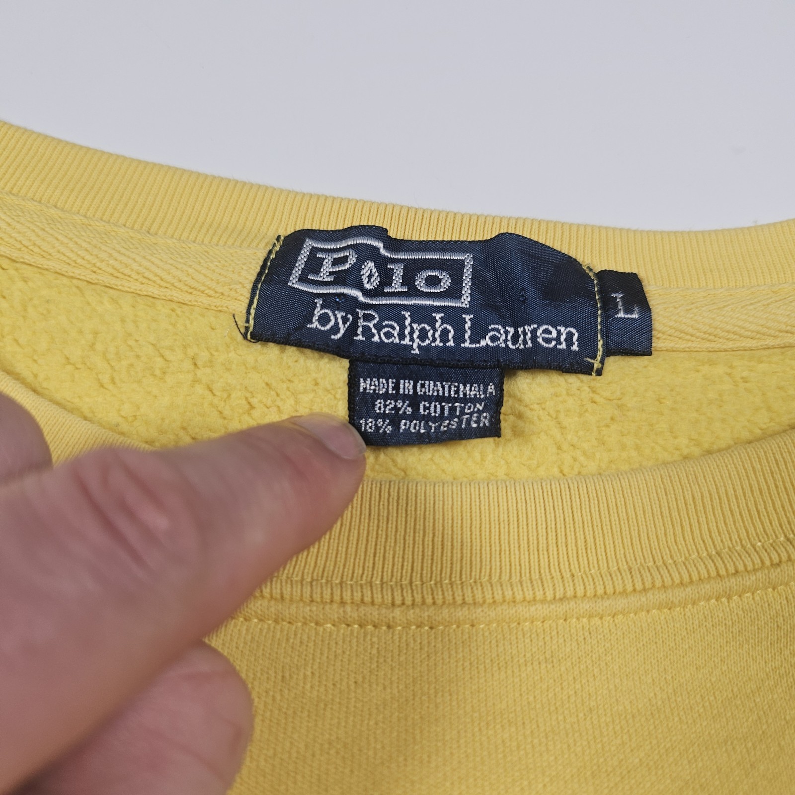 Vintage Polo Ralph Lauren Crewneck Sweatshirt Yellow Paint Splat Men’s Large 90s