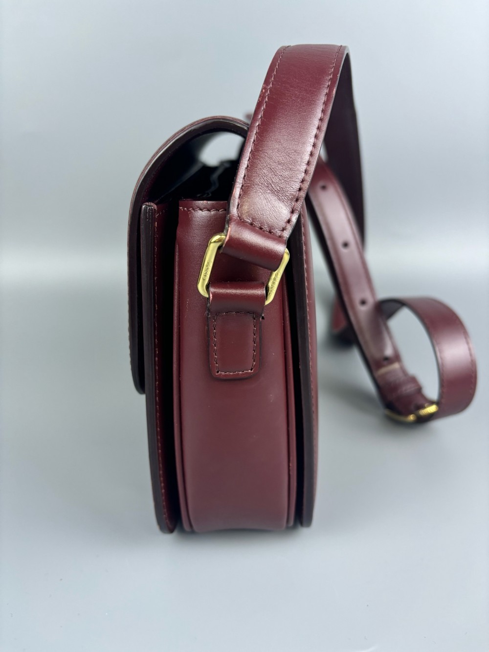 CELINE Arc de Triomphe Tofu Bag, Medium, Burgundy, Leather, Gold Lock
