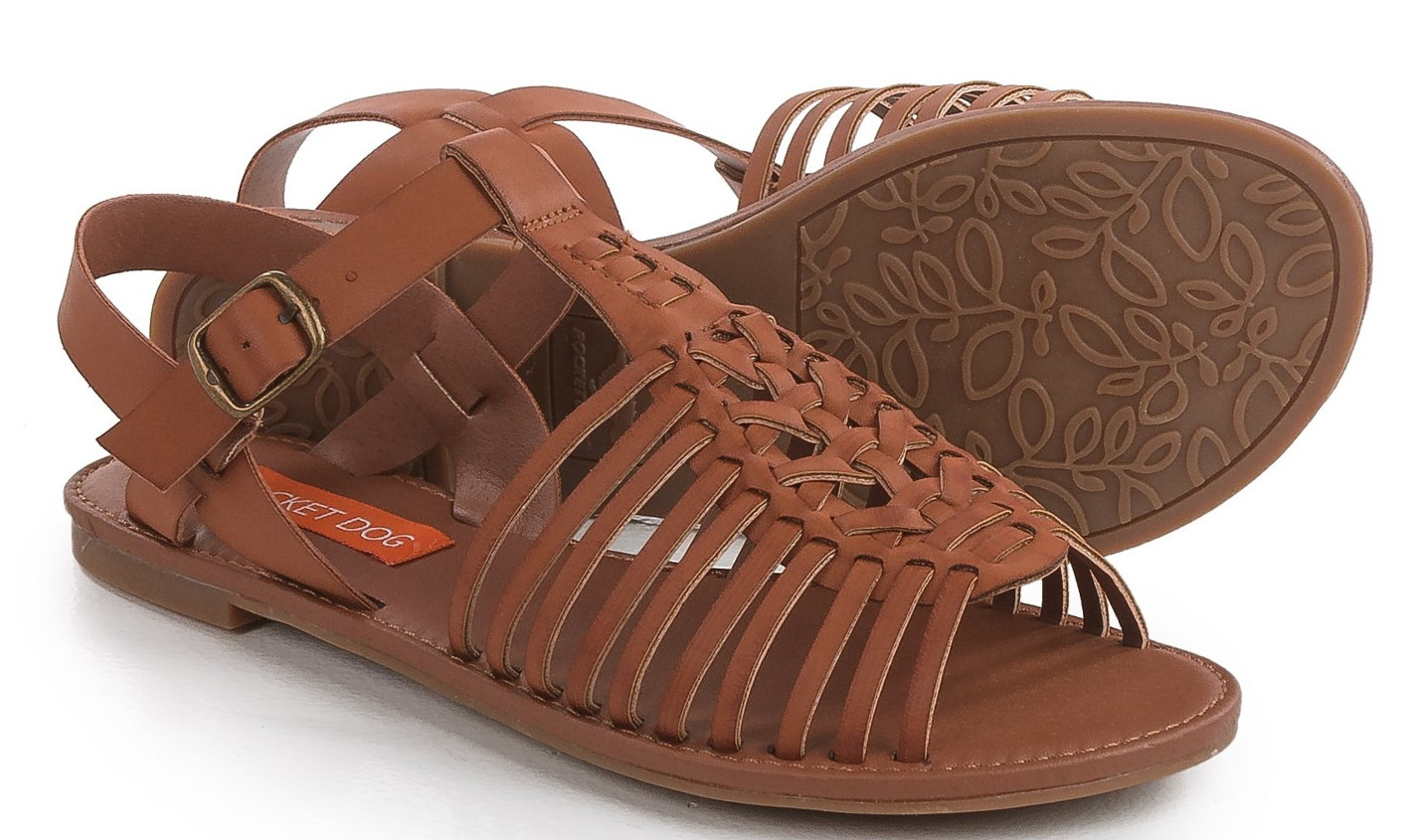 NEW ROCKET DOG HARP STRAPPY SANDALS WOMENS 8 TAN COGNAC FLATS FREE SHIP