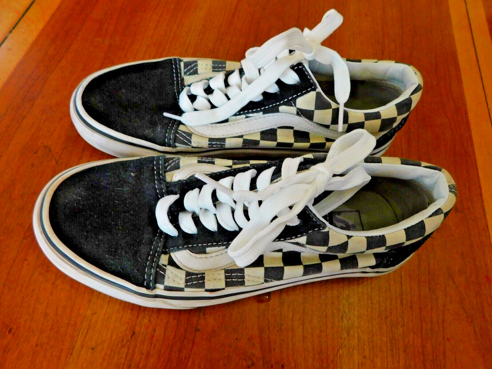 VANS black/white suede/canvas checkerboard lo-cut skate shoes men 5 women 6.5