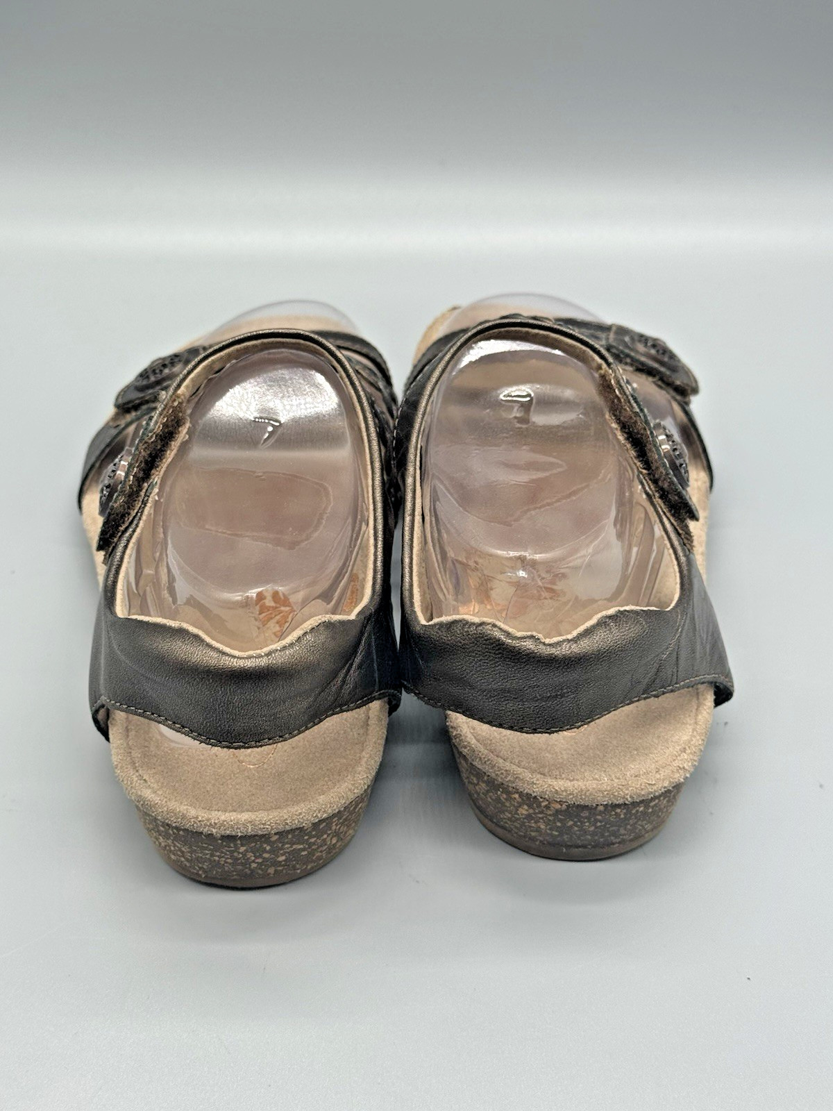 Aetrex Jillian Braided Strap Sandals Copper / Gunmetal Womans sz 7 Orig $140