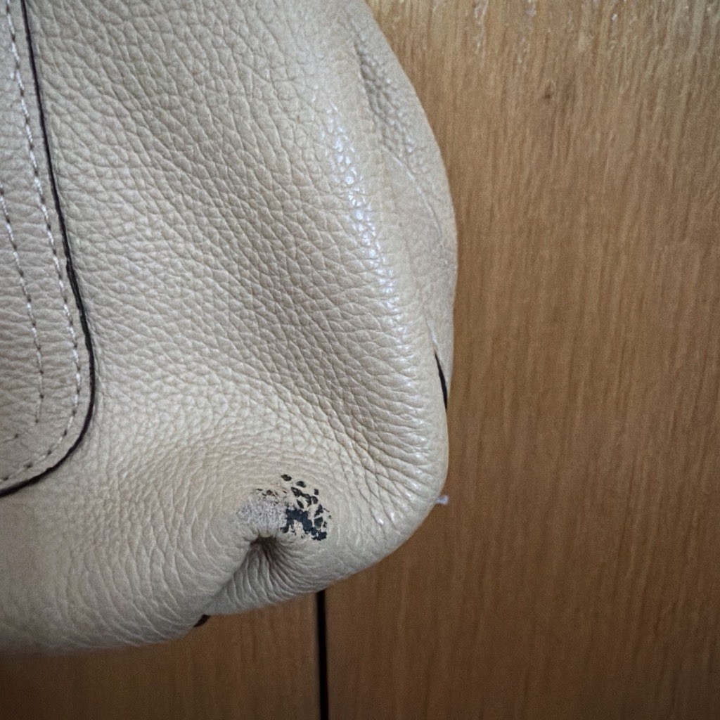 Coach Beige Pebbled Madison Large Satchel Double Handles Zip/Snap Hang Tag