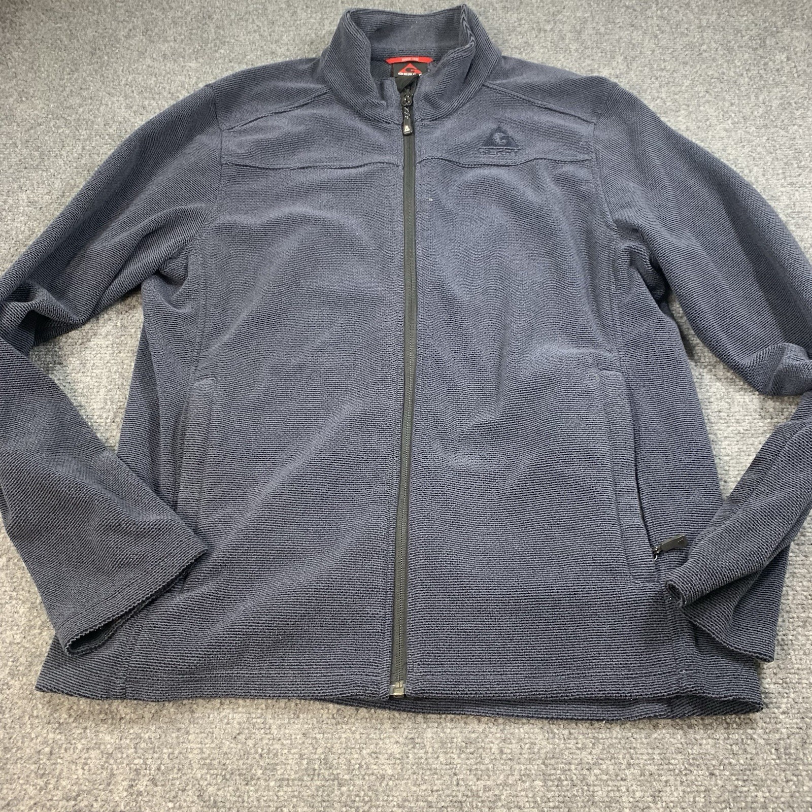 Gerry Sweater Mens Medium Blue Long Sleeve Full Zip Pockets Outdoors