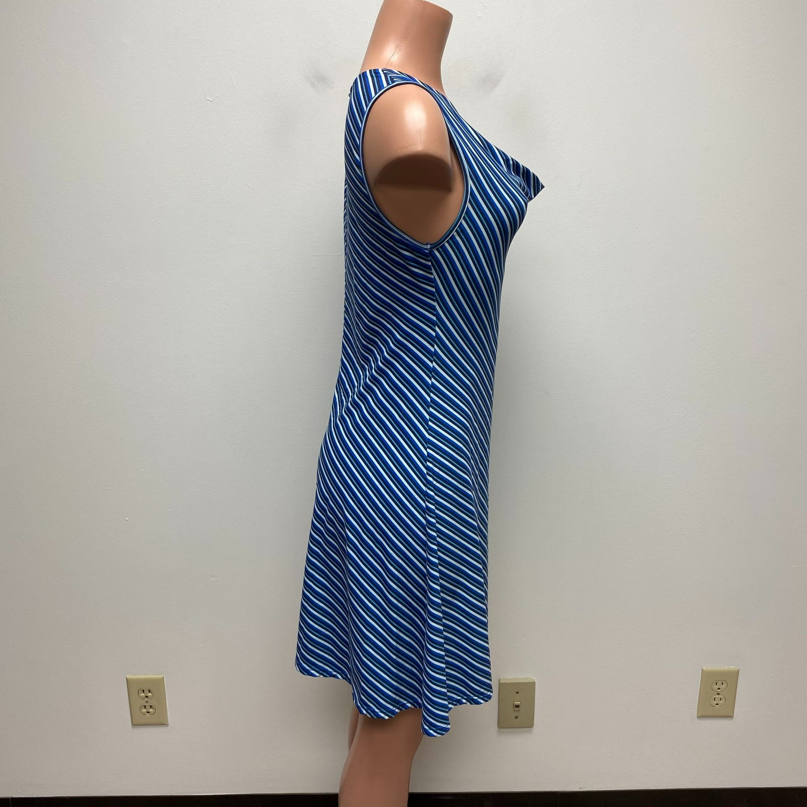Freedom Trail by Kyodan Womens Blue Striped Cowl Neck Sleeveless Tank Dress S