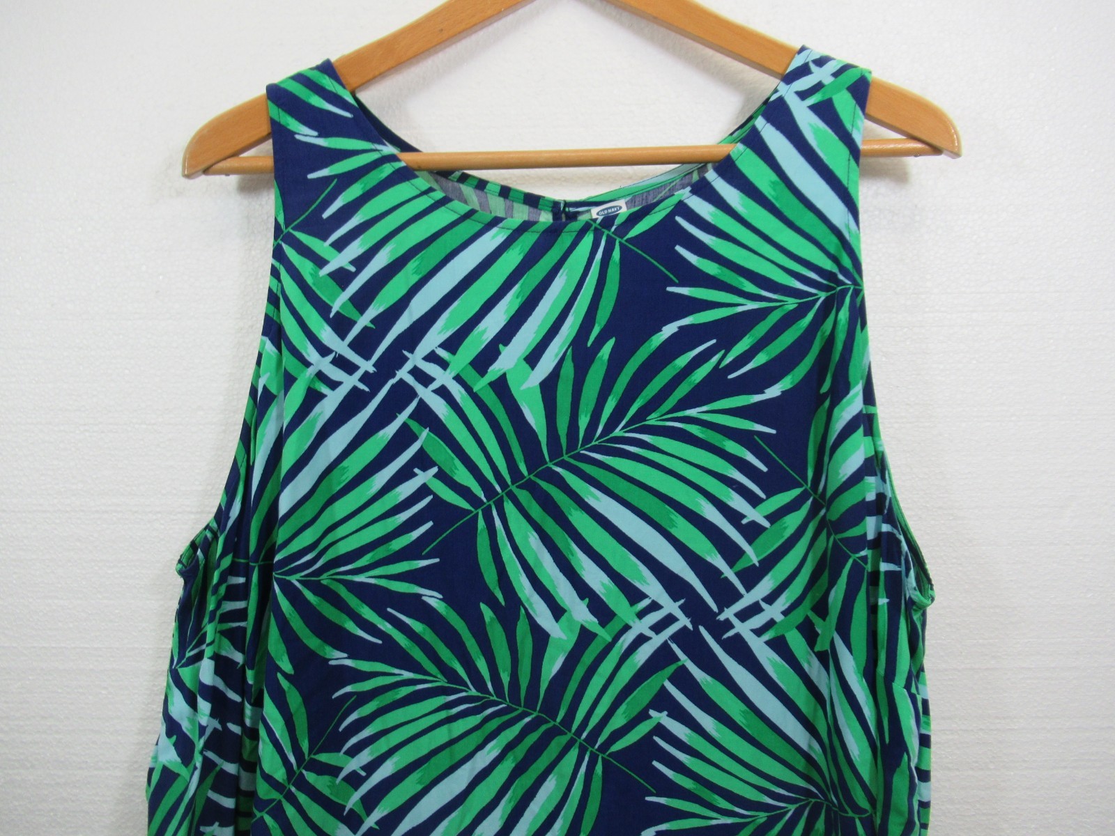 Old Navy Tropical Palm Leaves Print Tank Top Plus Size 3X Blue Relaxed