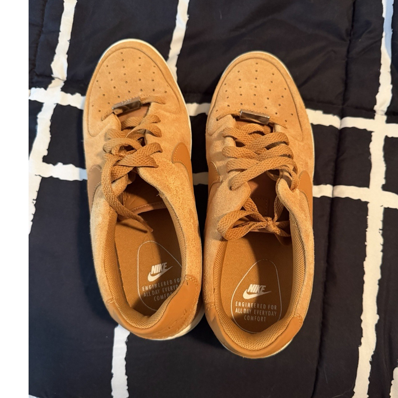 Nike Air Force 1 Tan Suede womens Low Top Comfort Sneakers Athletic Shoes US 9.5