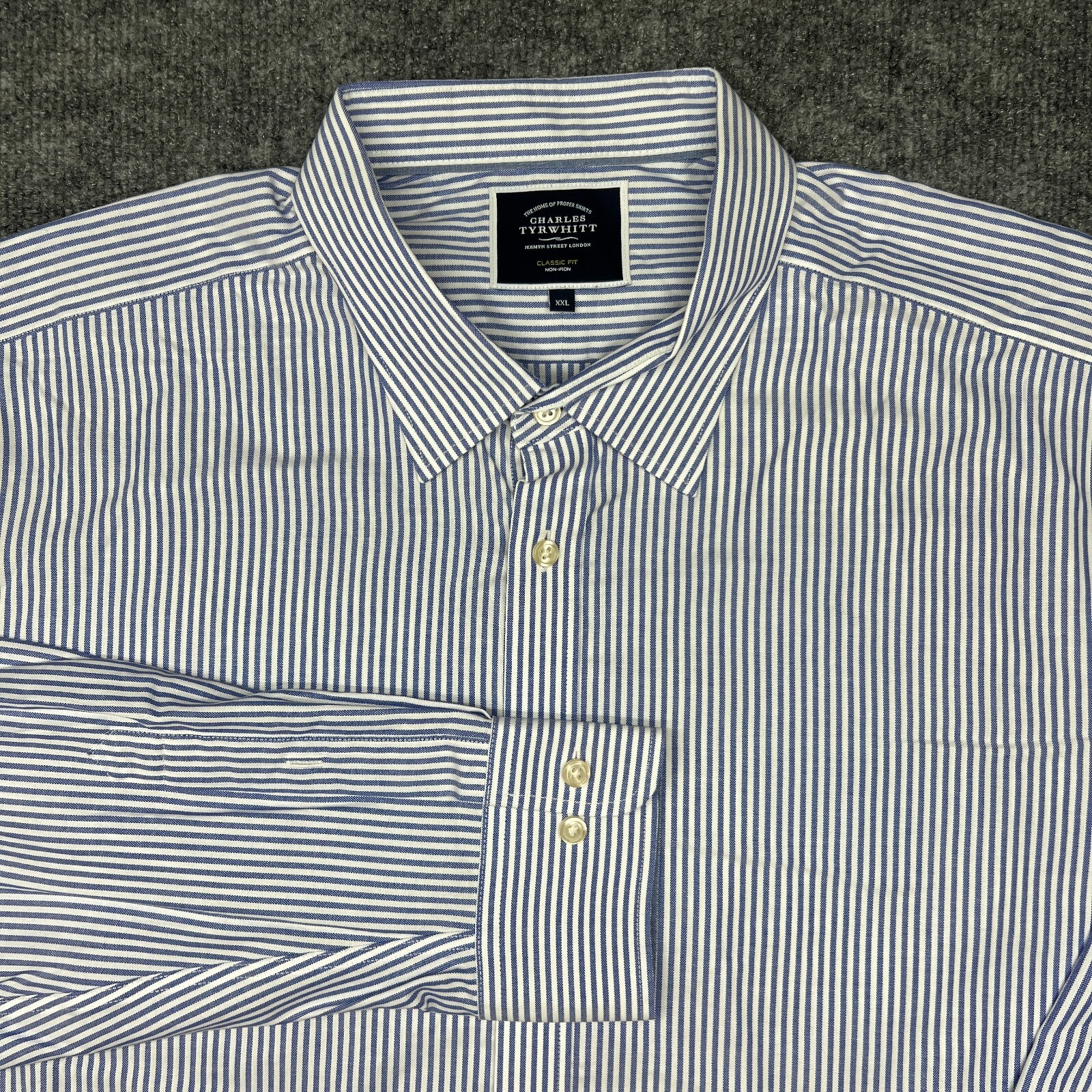 Charles Tyrwhitt Shirt Mens XXL Stripe Non Iron Classic Fit 2XL