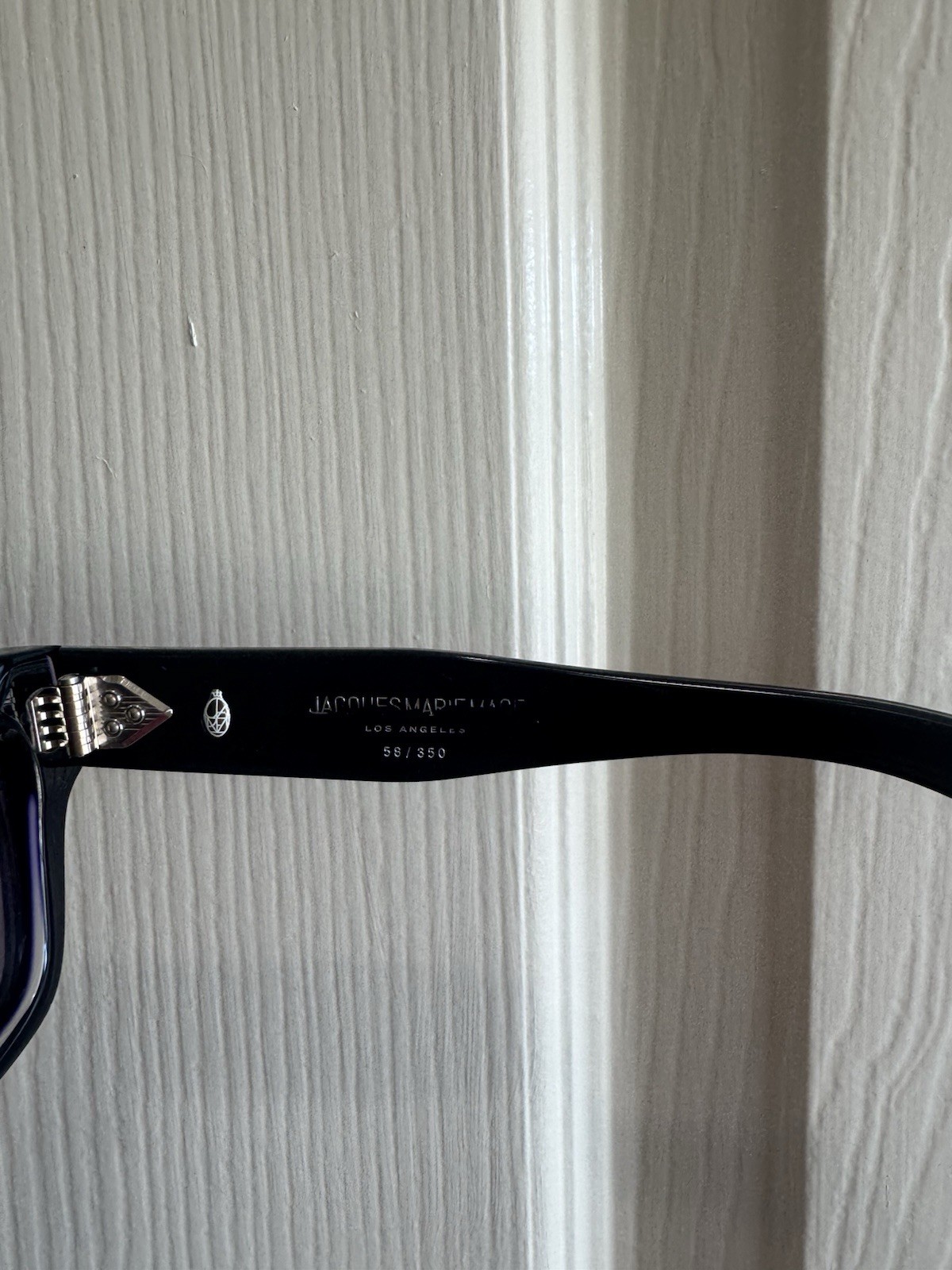 Jacques Marie Mage Molino Rectangle Sunglasses Black Acetate Tinted Gray UV400