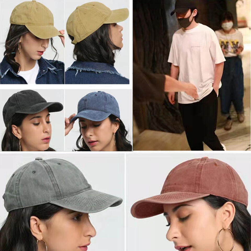 Plain Cotton Polo Style Blank Baseball Cap Solid Washed PC Adjustable Ball Hat