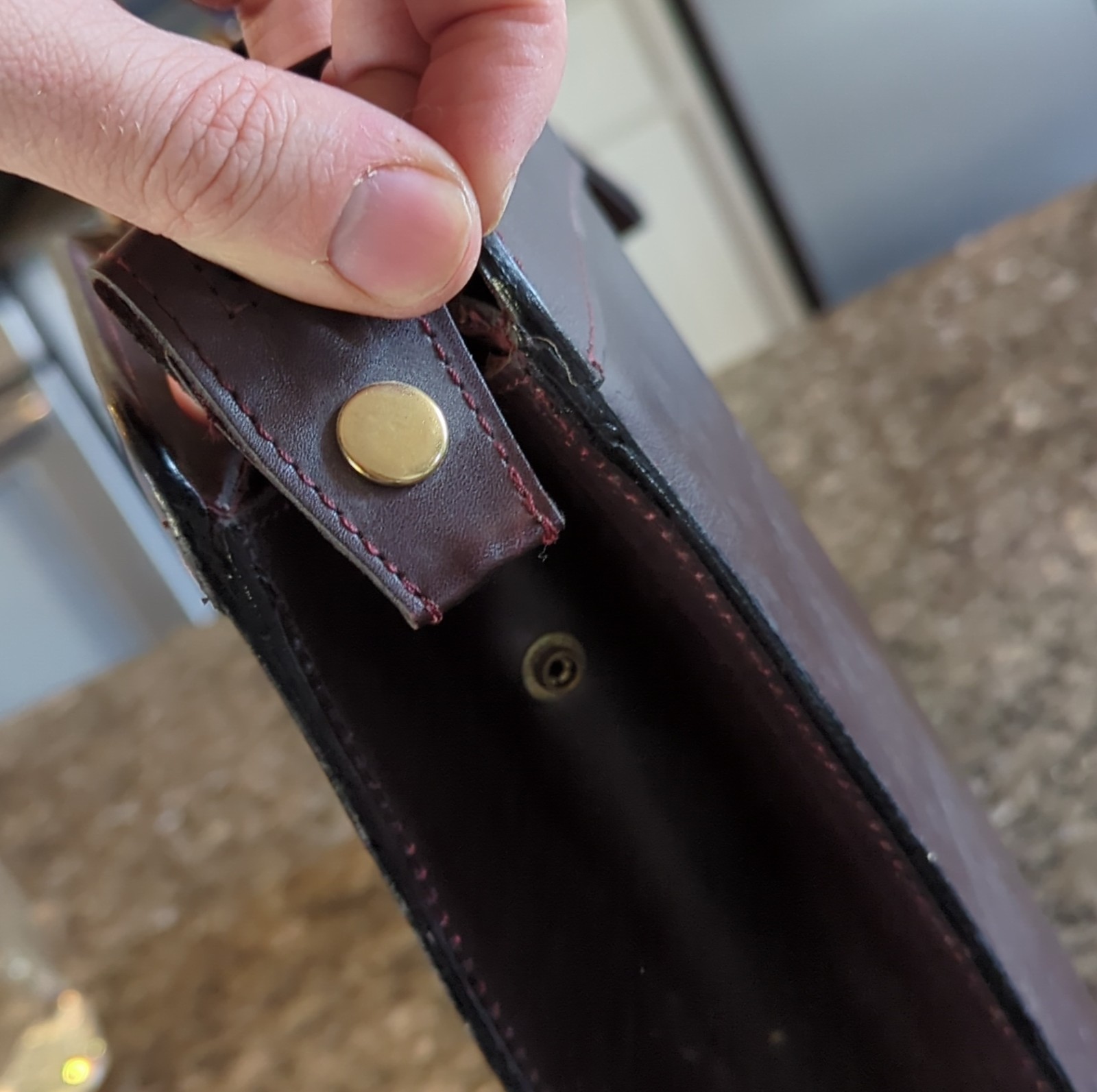 Brown Men’s Briefcase Zip Push Lock Top Handle Detachable Strap