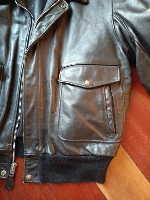 Men Schott Jacket Black Leather L