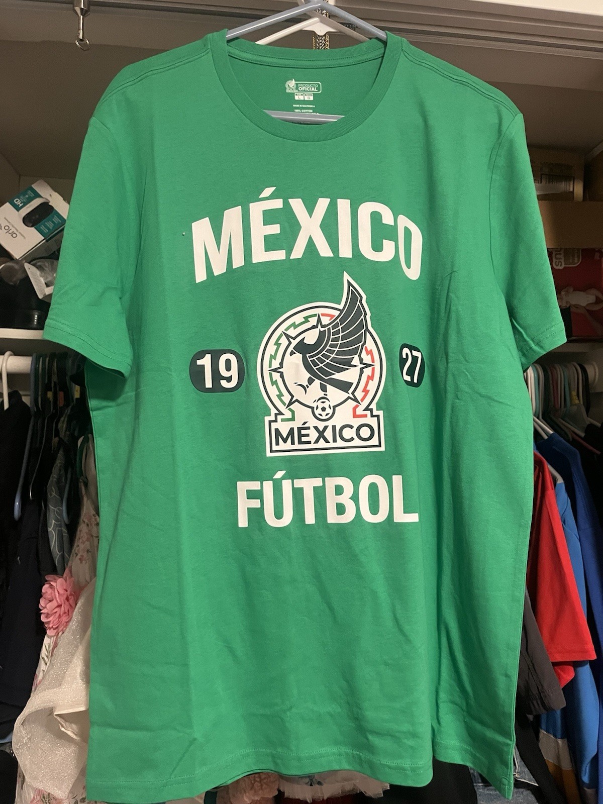 Mexico Producto Oficial Men’s Soccer Graphic Logo T-Shirt Green Cotton L