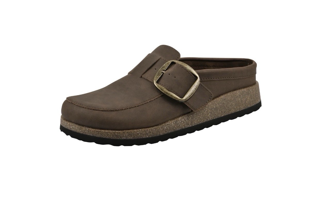 Mountain Sole brown vegan slip on clogs w/buckle detail women’s size 6 NWT