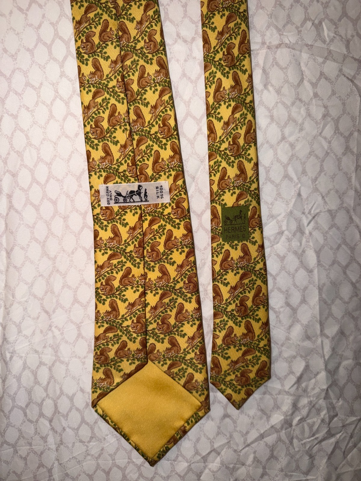 Yellow Hermes Squirrel Tie