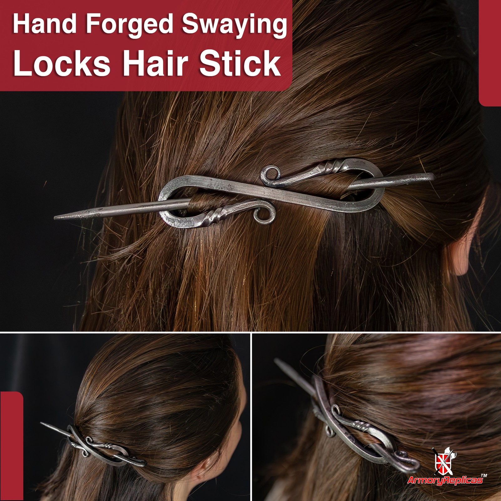 Medieval Inspired Gifts for Her Forged Iron Accessory Barrette Hair Stick Pin