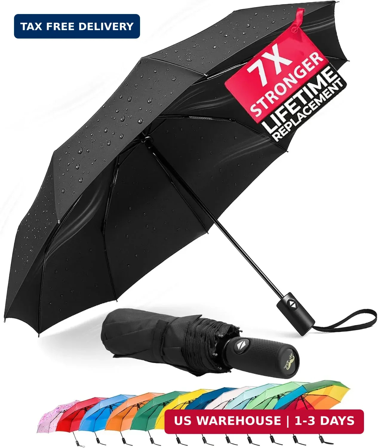 Mr. Pen- Windproof Travel Umbrella, Compact, Water Resistant, One Size, Black