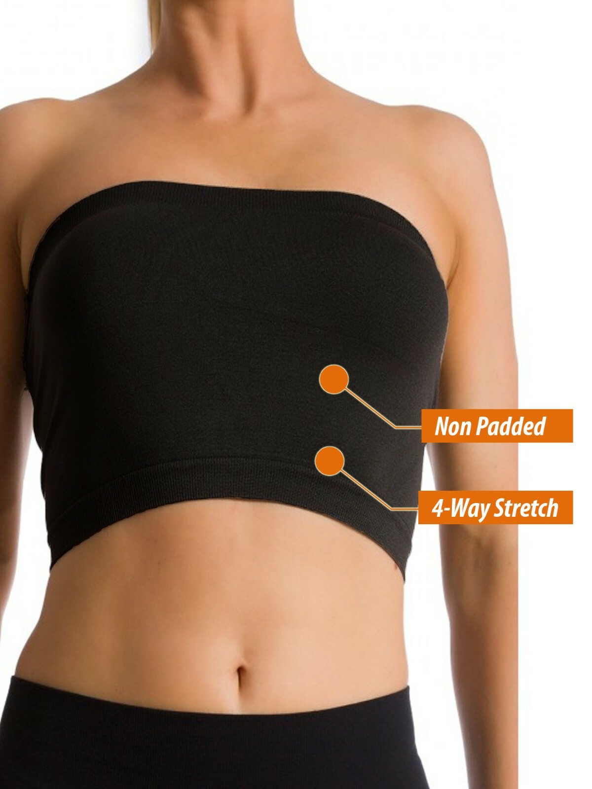 Women’s Seamless Strapless Wire-Free Tube Top Bra Bandeau Sports Bra (3-Pack)